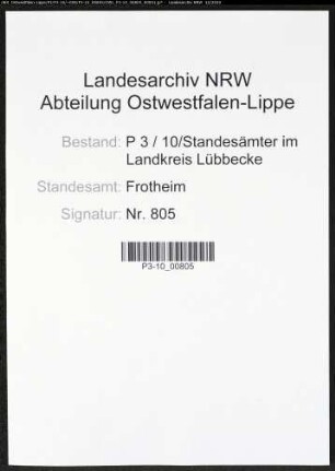 Sterberegister Standesamt Frotheim