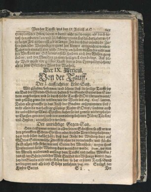 Der IX. Articul. Von der Tauff.