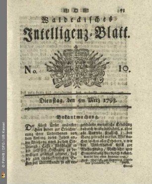No. 10. Dienstag, den 5ten Merz 1793