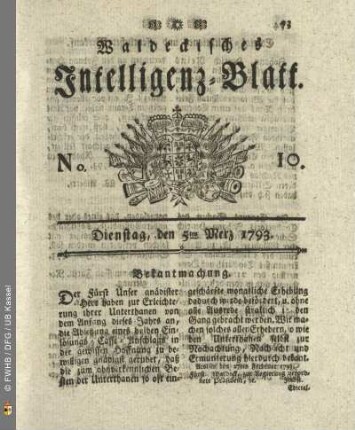 No. 10. Dienstag, den 5ten Merz 1793