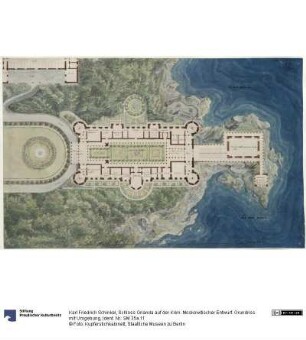 Schloss Orianda auf der Krim. Moskowitischer Entwurf. Grundriss mit Umgebung