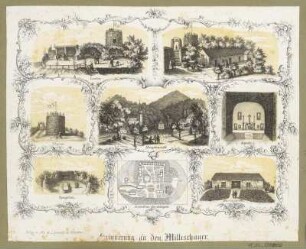 Ansicht vom Milleschauer (Donnersberg), Lithographie, 1840 : Erinnerung an den Millischauer. - Dresden : Otto u. Lehmann, [ca. 1840]. - 1 Kunstblatt : Lithographie ; 22,4 x 18,0 cm