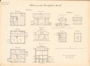 Kanalisierung der Oder Schleuse, Oderhof: Schleusenmeistergehöft: Ansichten, Grundrisse, Schnitte 1:100