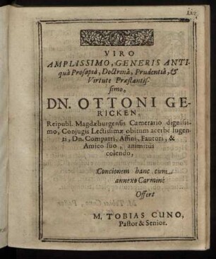 Viro [...] Dn. Ottoni Gericken, Reipubl. Magdaeburgensis Camerario [...]