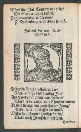 Friderich der 100. Kayser Anno 1152.