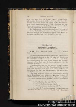 XI. Kapitel. Sphärische Astronomie.