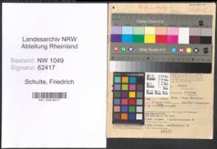 Entnazifizierung Friedrich Schulte , geb. 20.10.1896 ()
