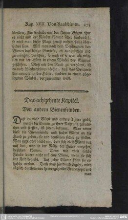 Das achtzehente Kapitel. Von andern Bienenfeinden