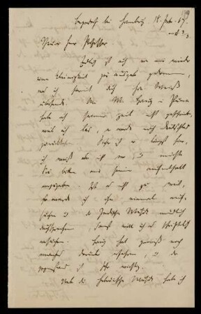 Brief von Friedrich Chrysander an Heinrich Ewald. Bergedorf bei Hamburg. 18.2.1867