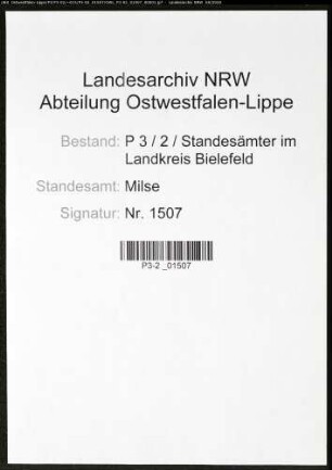 Sterberegister Standesamt Milse