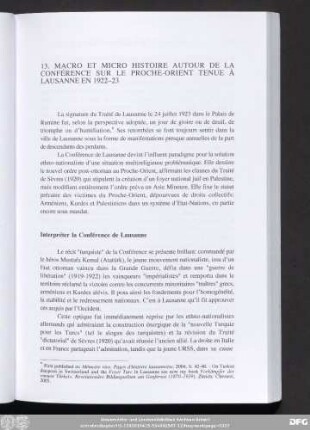 Interpréter la Conférence de Lausanne