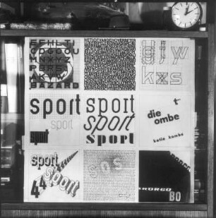 Neun Textfelder : Neun Textfelder. Collage (wohl um 1930; H. Rose)