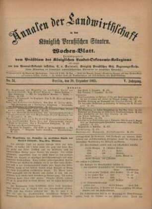 No. 51. Berlin, den 20. Dezember 1865. V. Jahrgang.