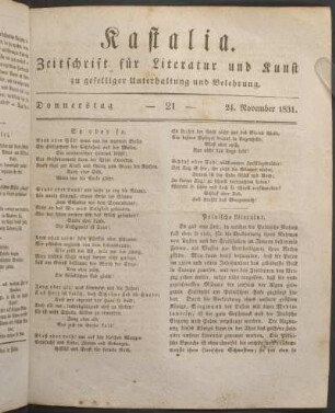 Ausgabe vom 21. November 1831.