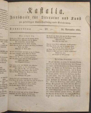 Ausgabe vom 21. November 1831.