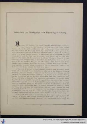 4. Nebenlinie der Markgrafen von Hachberg-Hachberg.