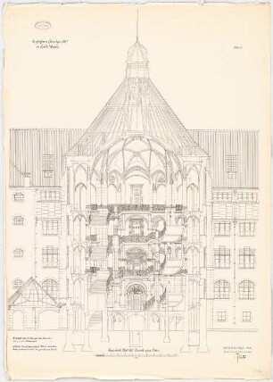 Zivilgericht, Halle/Saale: Querschnitt (Nord-Süd) 1:50