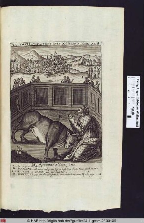 Martyrium der Hl.Blandina im Vordergrund, des Hl.Attalus hinten links, des Hl.Ponticus hinten rechts.