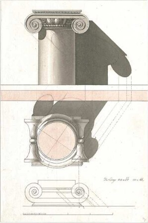 Speeth, Peter; Architekturentwürfe für den Unterricht - ionisches Kapitell (Ansichten, Detail)