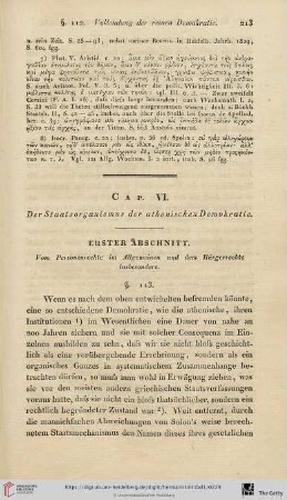 Cap. VI: Der Staatsorganismus der athenischen Demokratie