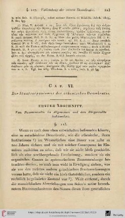 Cap. VI: Der Staatsorganismus der athenischen Demokratie