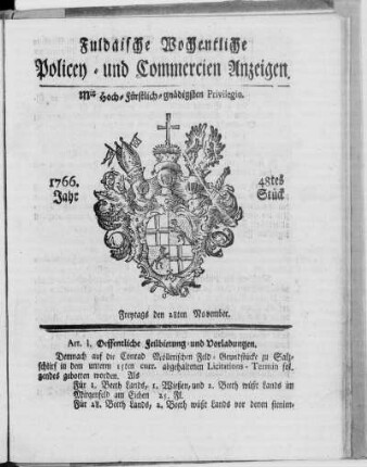 48tes Stück, Ausgabe vom 28. November 1766
