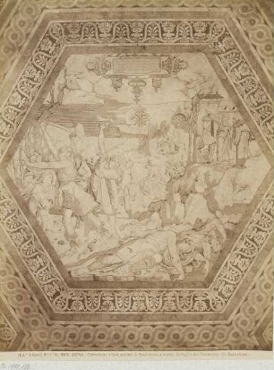 Domenico Beccafumi: Die falschen Propheten des Baal, Detail des Fußbodens im Dom von Siena