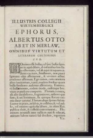 Illustris collegii Wirtembergici ephorus ...