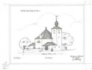 Bestelmeyer, German; Prien / Chiemsee; Ev. Kirche - Ansicht gegen Westen