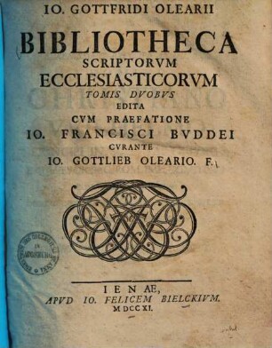 Bibliotheca scriptorum ecclesiasticorum, 1