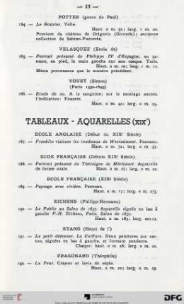 Tableaux - Aquarelles (XIX.) (Nr. 187-203)