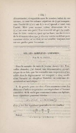 Sur les complexes linéaires.