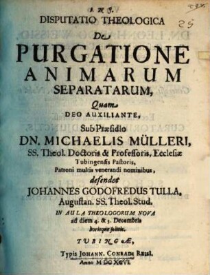 Disputatio Theologica De Purgatione Animarum Separatarum