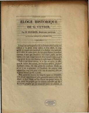 Éloge historique de G. Cuvier : lu à la séance publique du 29 décembre 1834