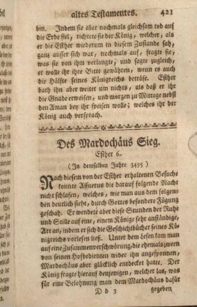 Des Mardochäus Sieg. Esther 6.