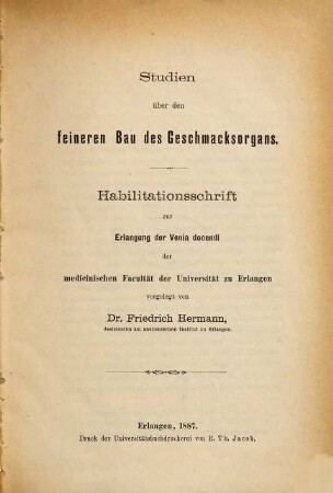 Studien über den feineren Bau des Geschmackorganes