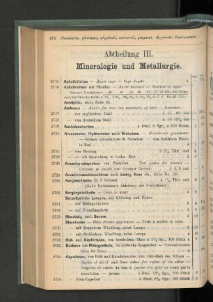 Abtheilung III. Mineralogie und Metallurgie.