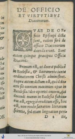 De Officio Et Virtutibus Diaconorum