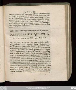 Panegyricus Quintus, In Natalem Regis. Ao. MDCCII.