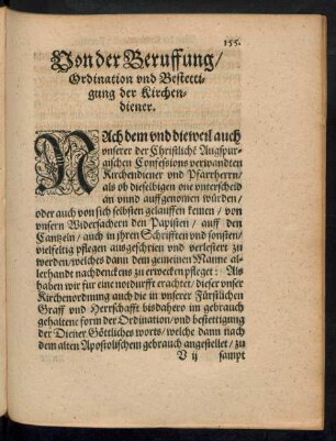 Von der Beruffung/ Ordination und Bestettigung der Krichendiener.