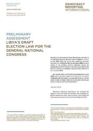 Preliminary assessment of Libya's draft election law for the general national congress