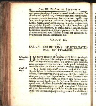 Caput III. De Salivæ Excretione Præternaturali Et Ptyalismo.