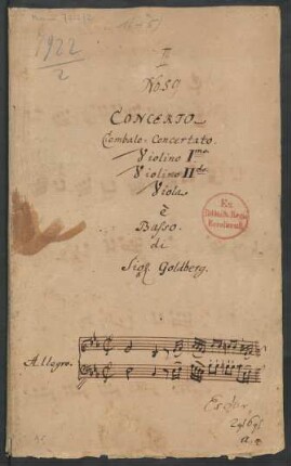 Konzerte; cemb, strings; Es-Dur; DürG 15