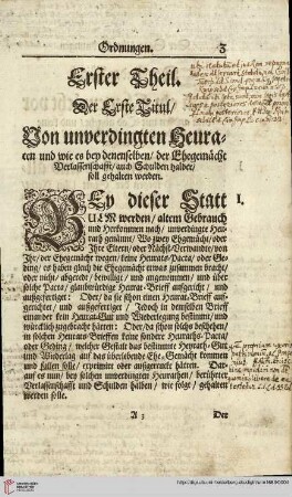 I. Von unverdingten und verdingten Heurathen