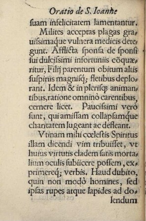 Oratio De B. Ioannis Evangelistae Vita, Excellentia, Charitatisq[ue] Encomiis