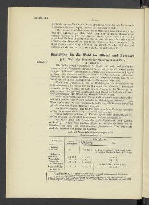 § 11. Wahl des Mörtels für Mauerwerk und Putz