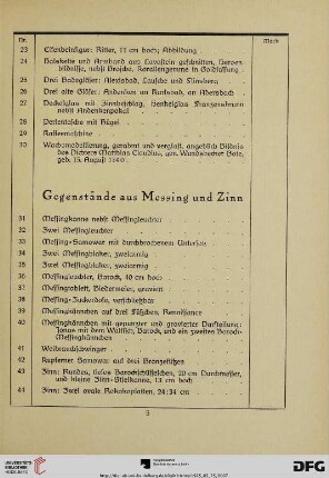Gegenstände aus Messing und Zinn (Nr. 31-60)