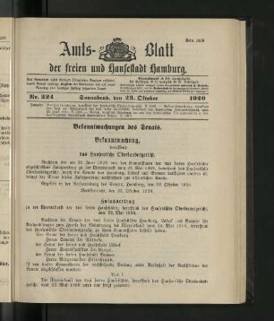 No. 224, 23. Oktober 1920