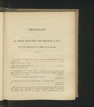 Résultats de la fabrication et de la vente exclusives du tabac, tels qu'ils ressortent des comptes de l'année 1862.