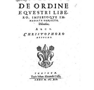 De ordine equestri libero imperioque immediate subiecto discursus